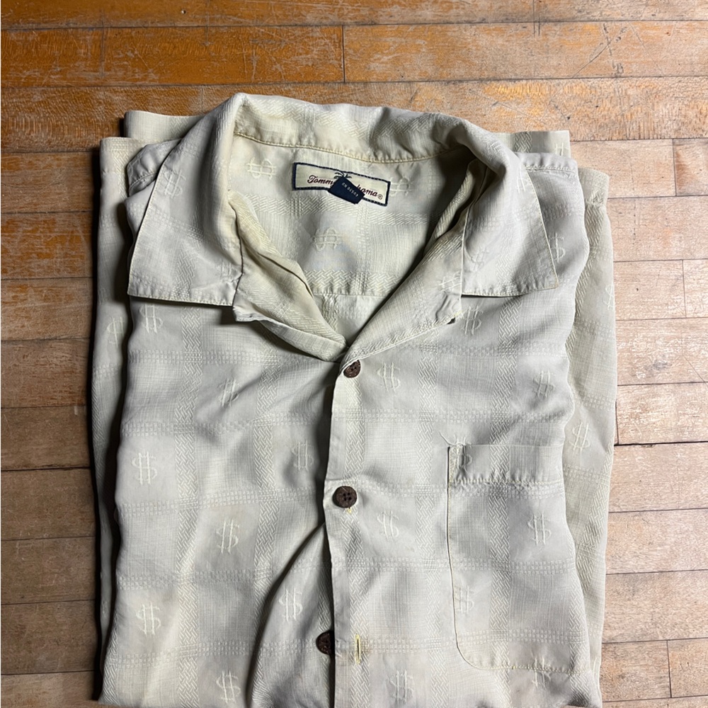 Tommy Bahama Cream Button Up Hawaiian Shirt | L